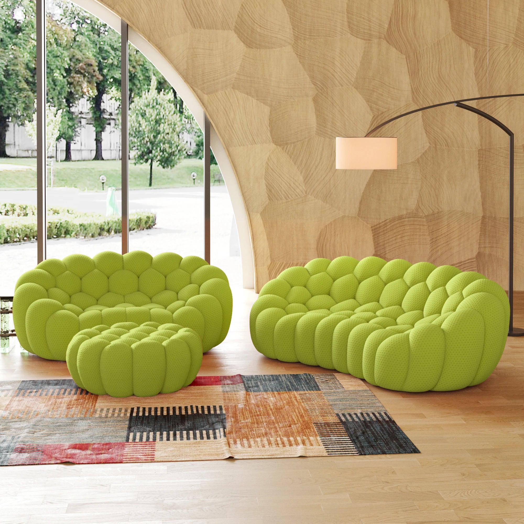 3D Honeycomb Mesh Fabric Breathable Curved Couch