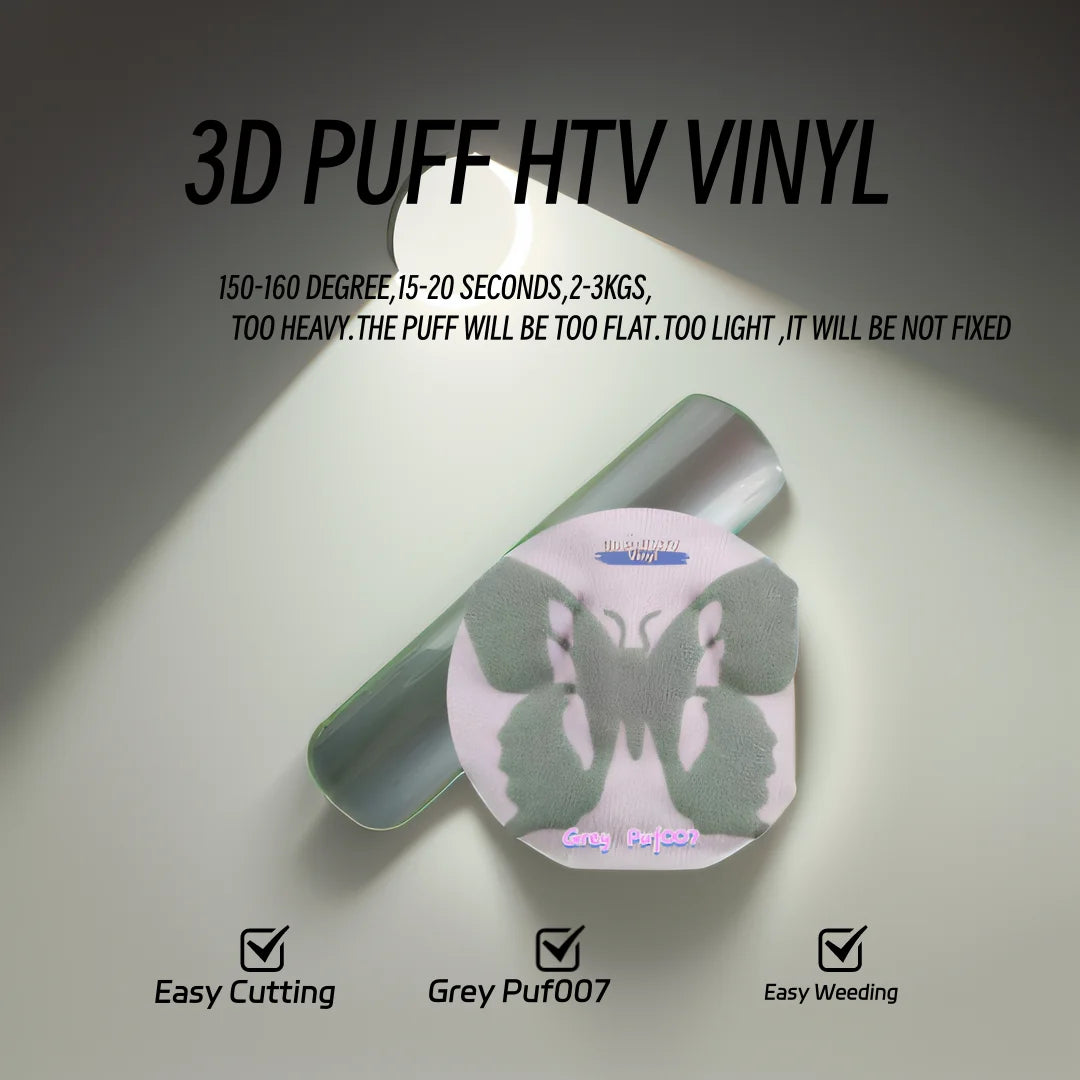 3D Puff Heat Transfer Vinyl – Foaming HTV Rolls for Heat Press Machine – Raised Dimensional Iron-On Vinyl for T-Shirts, Hoodies, Bags – Compatible with Cricut & Silhouette