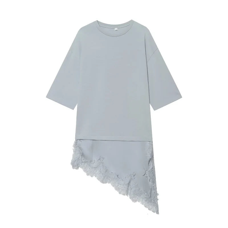 MUJER Women's Short Sleeve Asymmetric Top