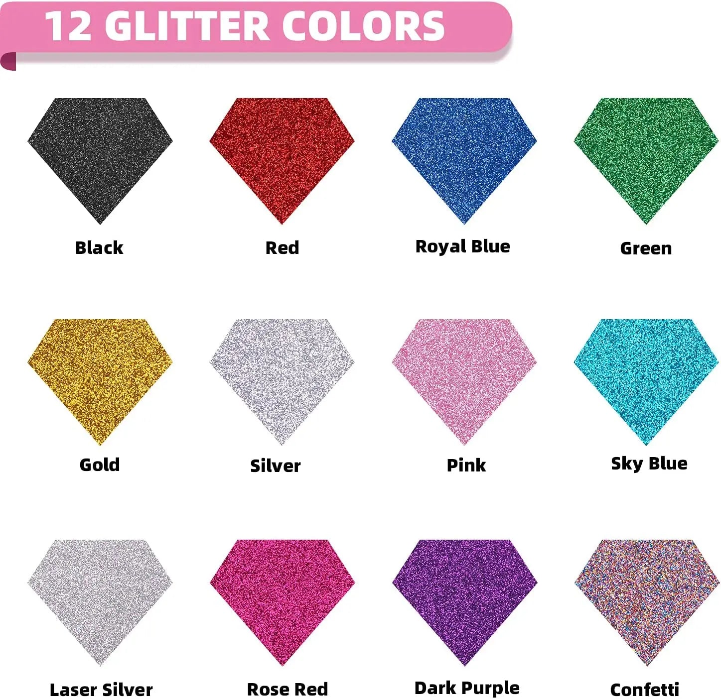 12 Pack Glitter HTV Rolls – 10"x5ft Sparkle Iron On Vinyl for Cricut, DIY T-Shirts, Stockings & Christmas Decor by HTVRONT