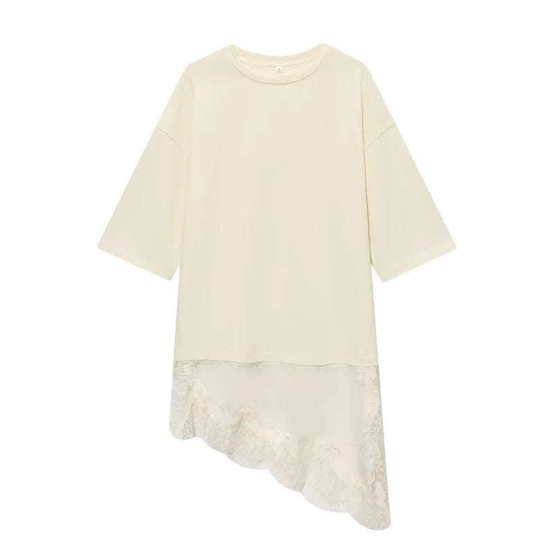 MUJER Women's Short Sleeve Asymmetric Top