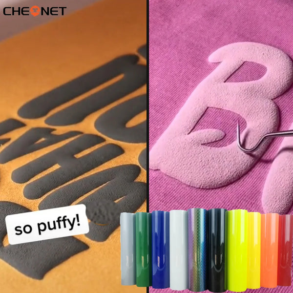 3D Puff Heat Transfer Vinyl – Foaming HTV Rolls for Heat Press Machine – Raised Dimensional Iron-On Vinyl for T-Shirts, Hoodies, Bags – Compatible with Cricut & Silhouette