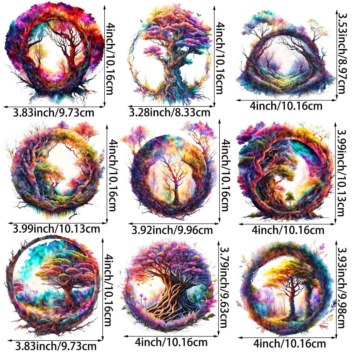 9 Sheets Fantasy Forest Iron-On Transfer Stickers – Enchanted Woodland Theme Heat Press Decals for T-Shirts, DIY Clothing, Flower & Tree Designs – Fairy, Mushroom, Gnome, Forest Flower Heat Transfers