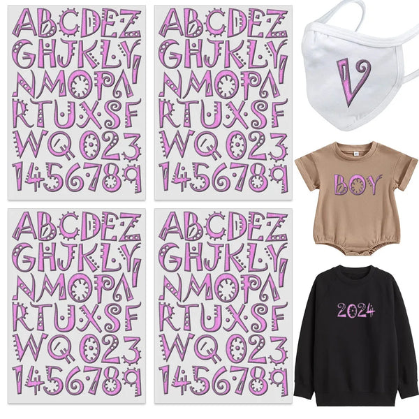 2 Sets Flower Alphabet Iron-On Decals – 1.8 Inch Watercolor Theme Letters A-Z Heat Transfer for DIY Clothing, T-Shirts, Bags, Jeans – Custom Name & Word Craft Supplies