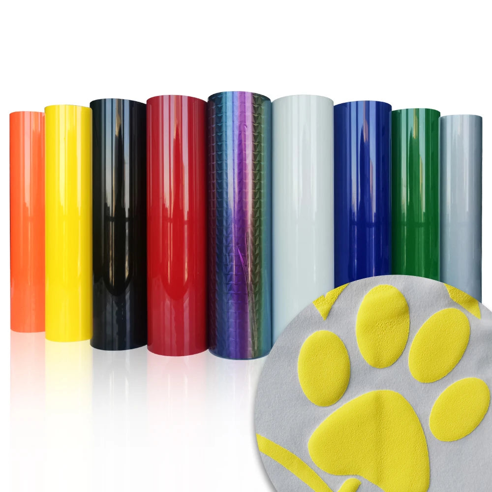 3D Puff Heat Transfer Vinyl – Foaming HTV Rolls for Heat Press Machine – Raised Dimensional Iron-On Vinyl for T-Shirts, Hoodies, Bags – Compatible with Cricut & Silhouette