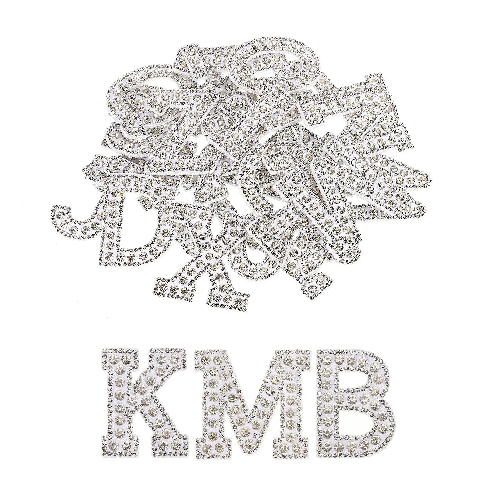 26 Pack A-Z Glitter Rhinestone Alphabet Iron-On Patches – Decorative Glitter Letters with Rhinestones for DIY Clothes Repair, Hats, Bags & Personalization