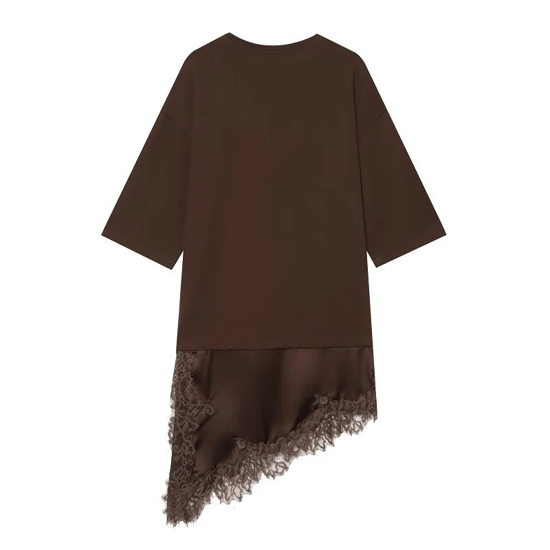 MUJER Women's Short Sleeve Asymmetric Top