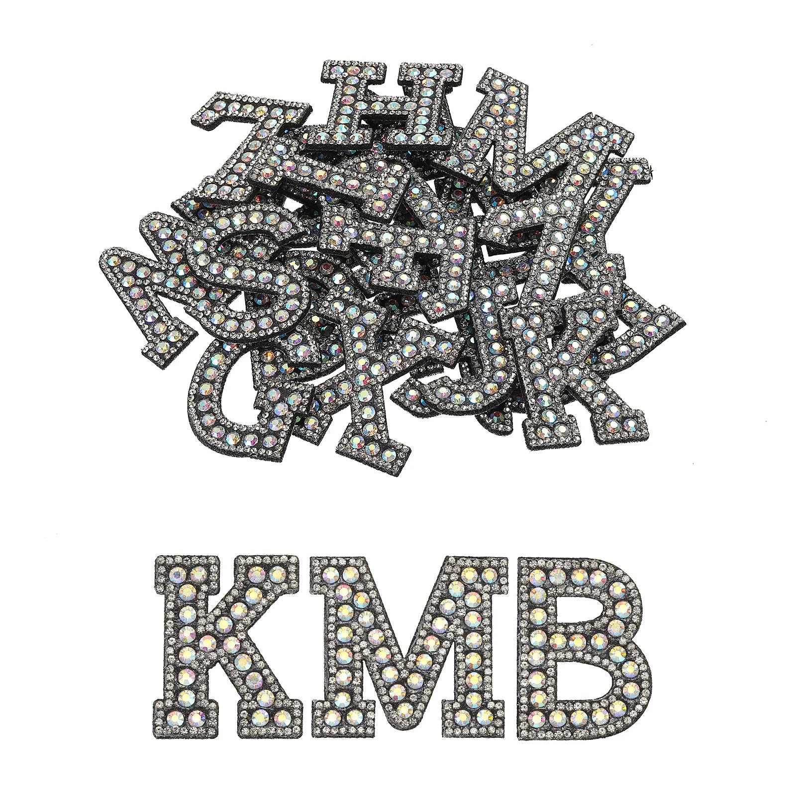 26 Pack A-Z Glitter Rhinestone Alphabet Iron-On Patches – Decorative Glitter Letters with Rhinestones for DIY Clothes Repair, Hats, Bags & Personalization