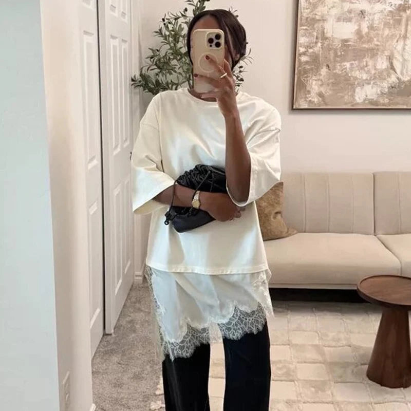 MUJER Women's Short Sleeve Asymmetric Top