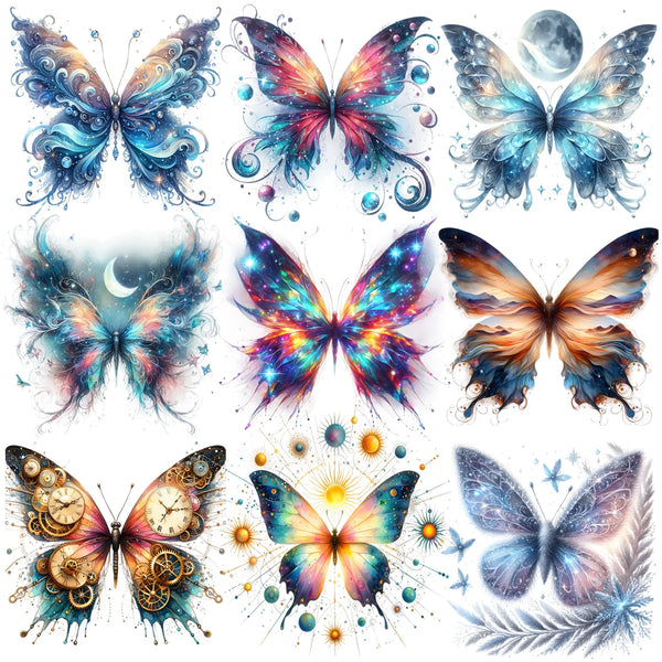 9 Sheets Colorful Butterfly Iron-On Decals – Beautiful Rainbow Wing Heat Transfers for T-Shirts, DIY Clothing, Masks, Jeans & Backpacks – Cool Vibrant Butterfly Designs for Adults, Teens & Kids