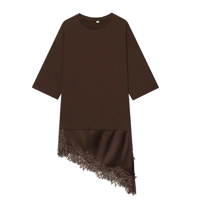 MUJER Women's Short Sleeve Asymmetric Top