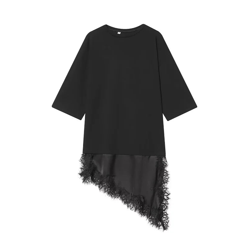 MUJER Women's Short Sleeve Asymmetric Top