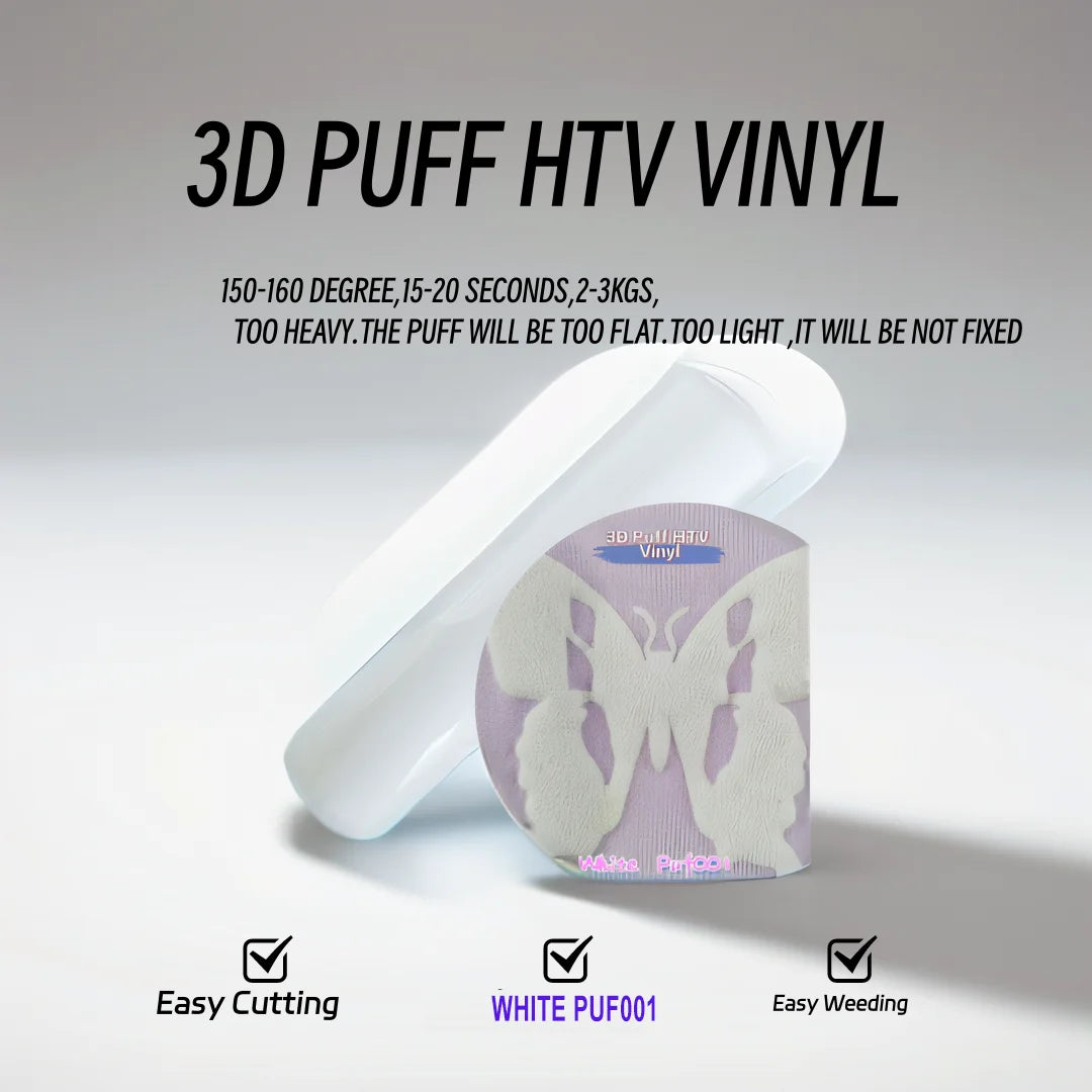 3D Puff Heat Transfer Vinyl – Foaming HTV Rolls for Heat Press Machine – Raised Dimensional Iron-On Vinyl for T-Shirts, Hoodies, Bags – Compatible with Cricut & Silhouette