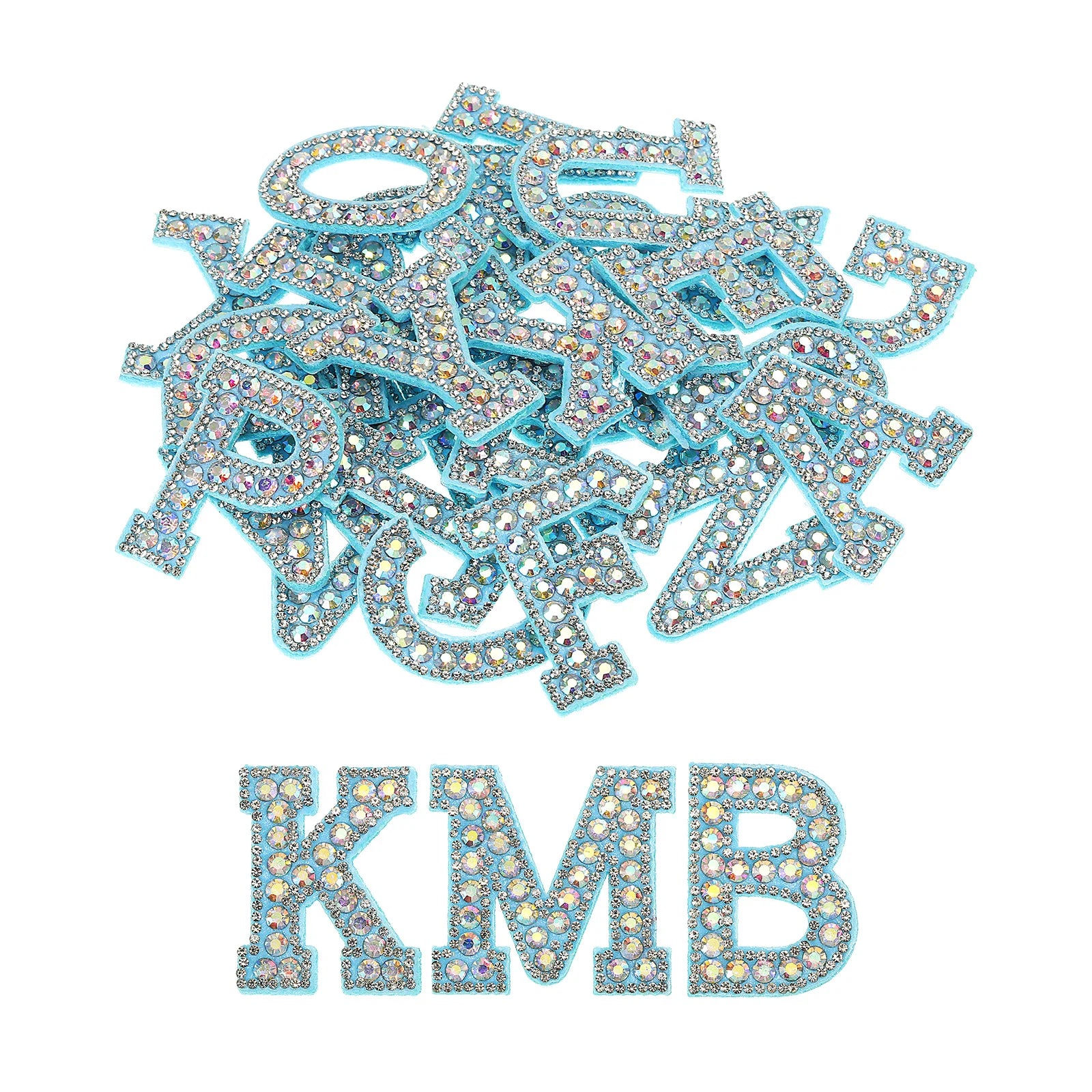 26 Pack A-Z Glitter Rhinestone Alphabet Iron-On Patches – Decorative Glitter Letters with Rhinestones for DIY Clothes Repair, Hats, Bags & Personalization