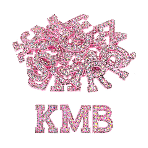 26 Pack A-Z Glitter Rhinestone Alphabet Iron-On Patches – Decorative Glitter Letters with Rhinestones for DIY Clothes Repair, Hats, Bags & Personalization