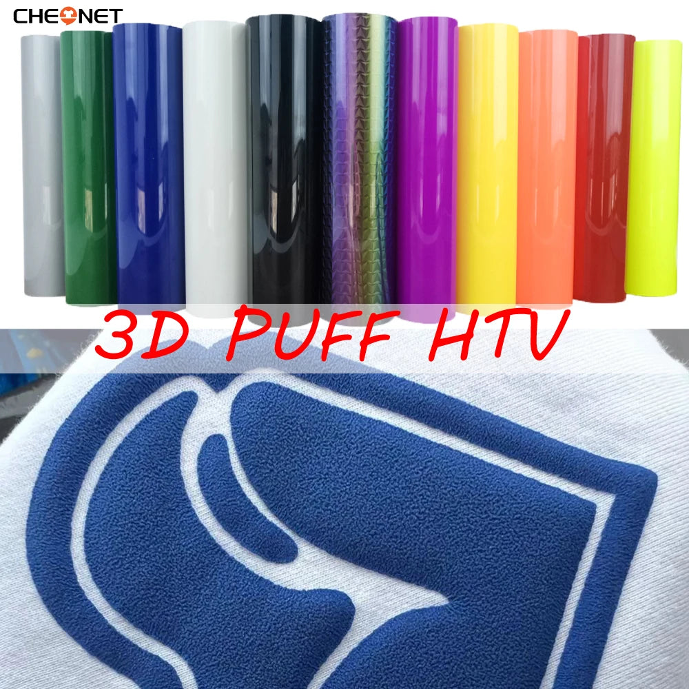3D Puff Heat Transfer Vinyl – Foaming HTV Rolls for Heat Press Machine – Raised Dimensional Iron-On Vinyl for T-Shirts, Hoodies, Bags – Compatible with Cricut & Silhouette
