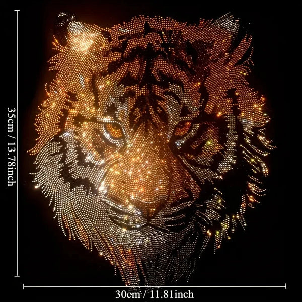 Tiger Head Rhinestone Sticker – Bling Tiger Iron-On Transfer for DIY Clothing, T-Shirts, Hoodies & Accessories – Sparkle Crystal Animal Design Heat Press Decal